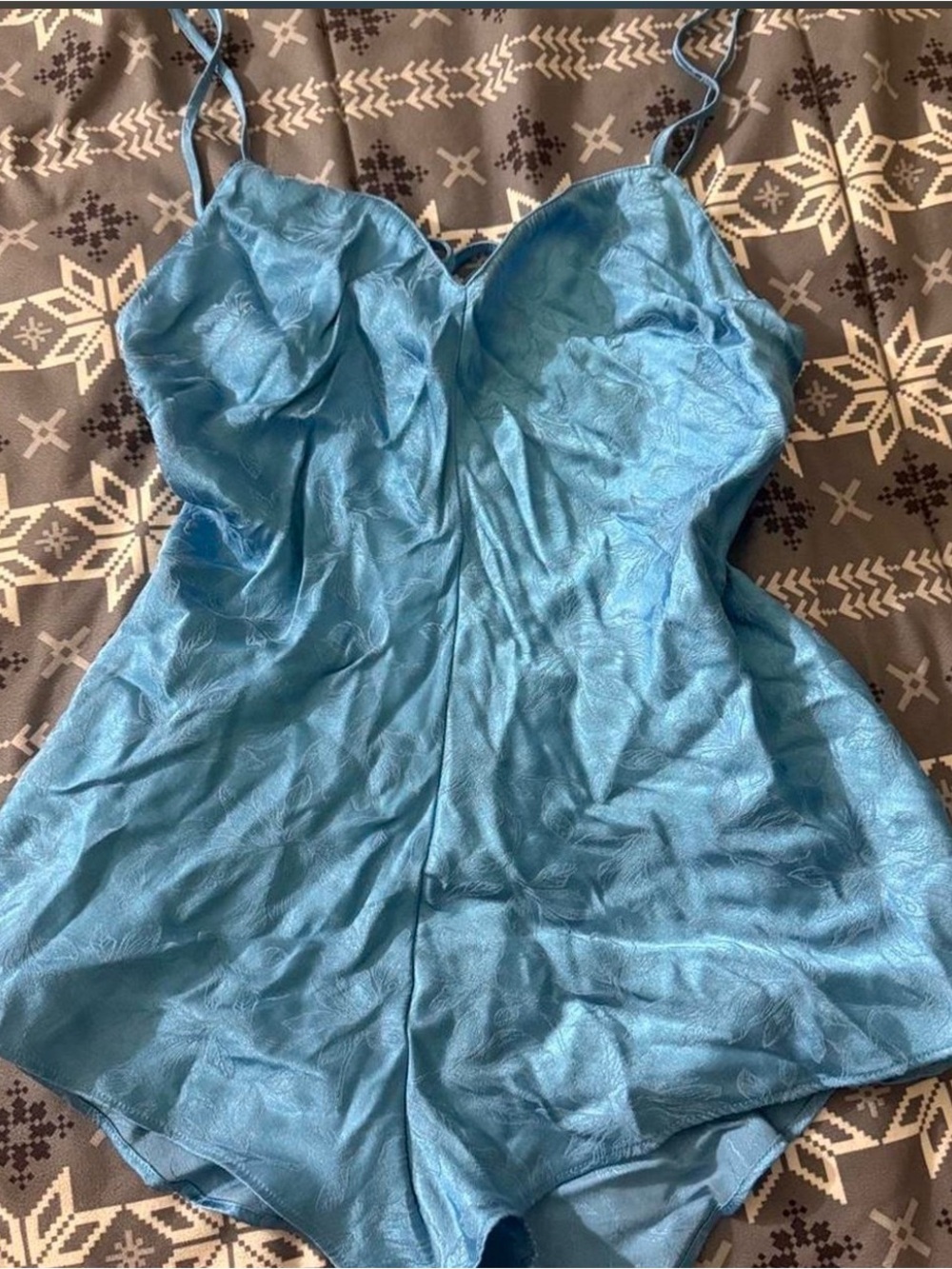 Victoria's Secret Blue Satin Romper Jumpsuit